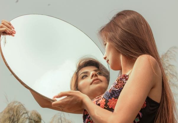 Beautiful Woman Looking In Mirror Body Positivity