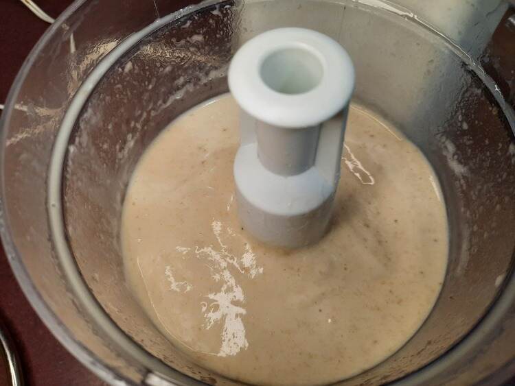 Banana "nice" cream blended in a food processor